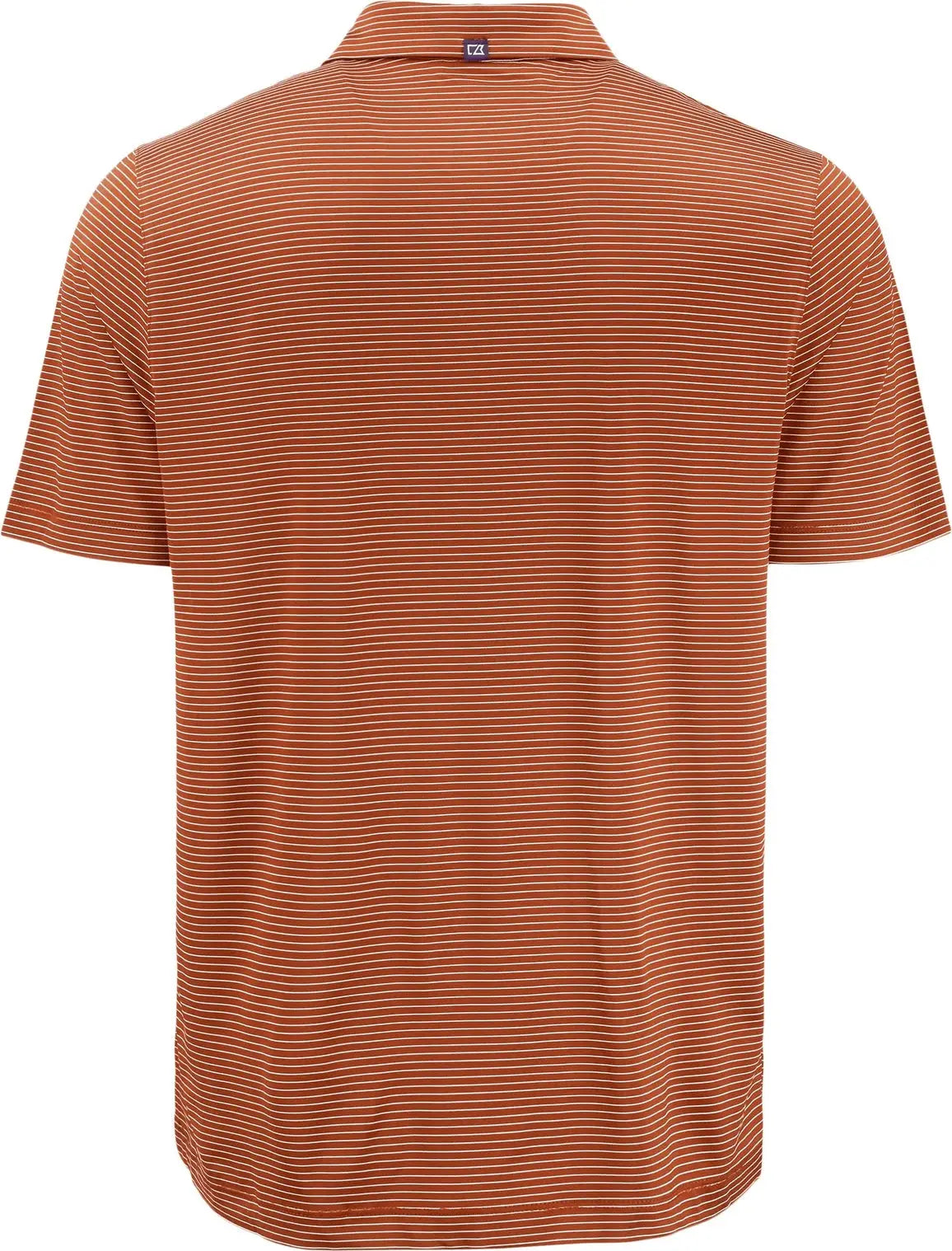 Cutter & Buck Mck01346 Forge Epic Confidence Fine Line Stripe Stretch Recycled Mens Polo - Texas Orange White