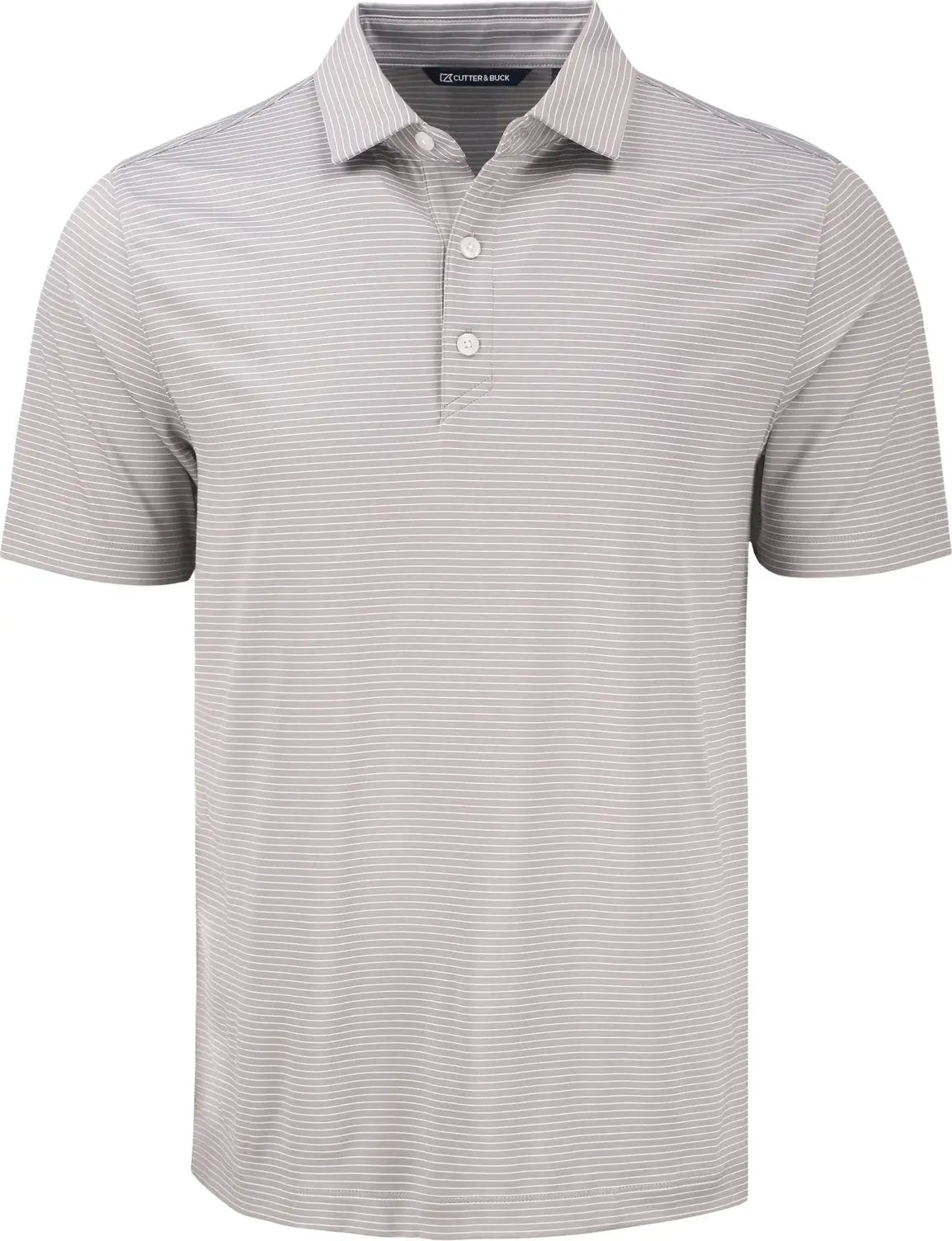 Cutter & Buck Mck01346 Forge Epic Confidence Fine Line Stripe Stretch Recycled Mens Polo - Polished White