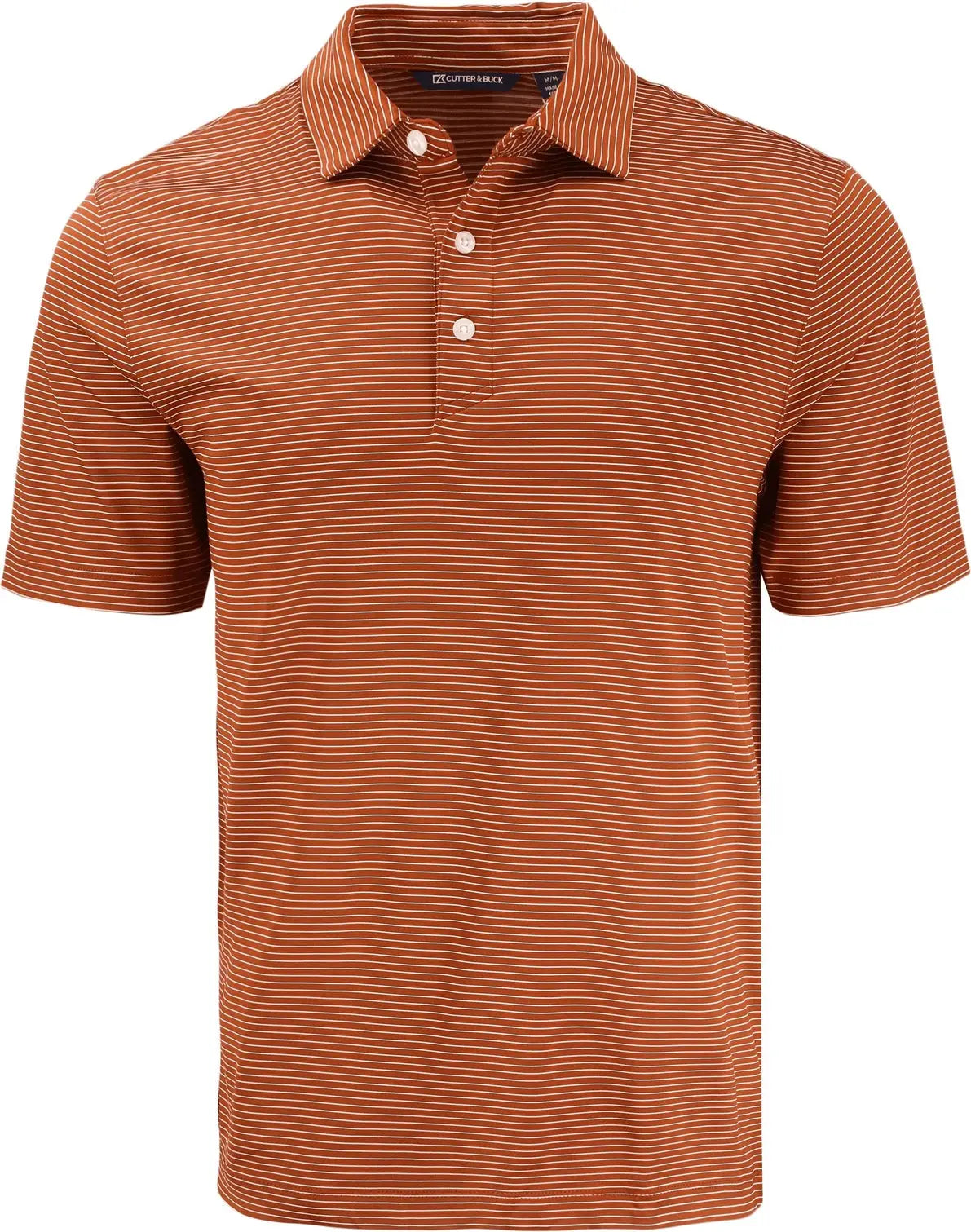 Cutter & Buck Mck01346 Forge Epic Confidence Fine Line Stripe Stretch Recycled Mens Polo - Texas Orange White