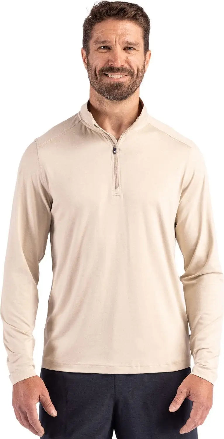 Cutter & Buck Mck01347 Coastline Epic Comfort Recycled Mens Quarter Zip - Wheat - Adult s