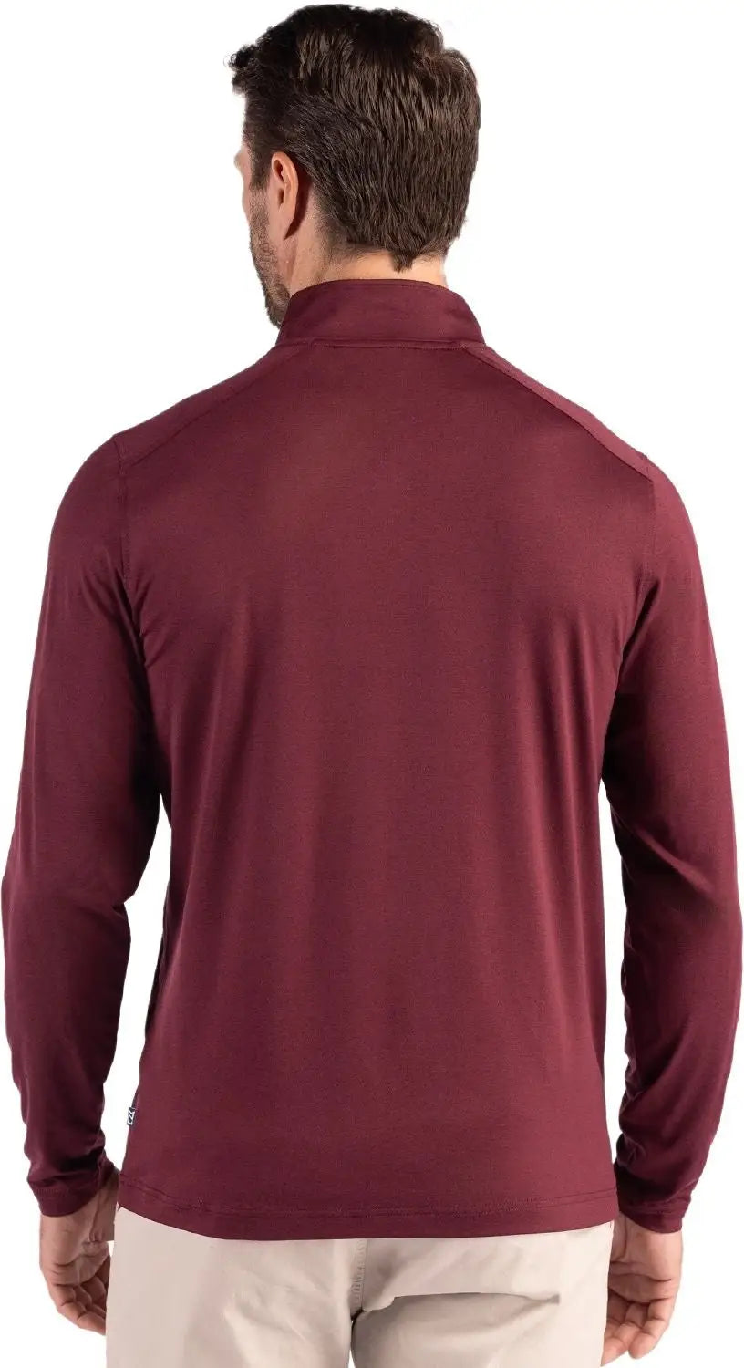 Cutter & Buck Mck01347 Coastline Epic Comfort Recycled Mens Quarter Zip - Bordeaux