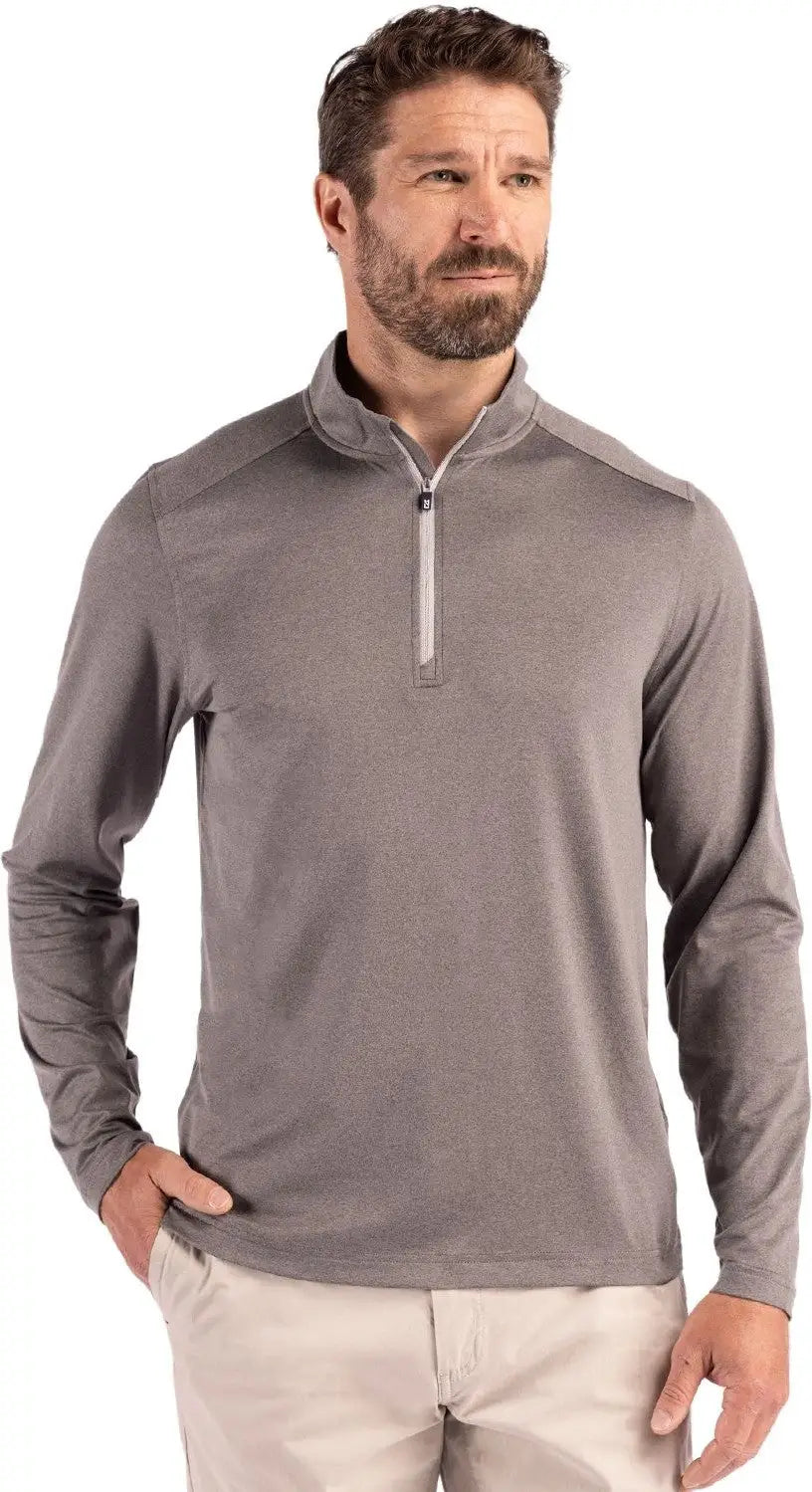 Cutter & Buck Mck01347 Coastline Epic Comfort Recycled Mens Quarter Zip - Elemental Gray - Adult s