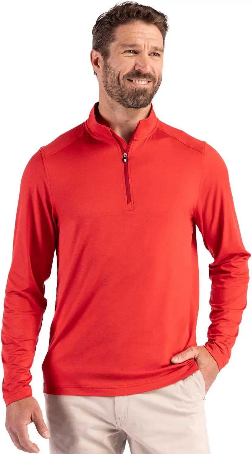 Cutter & Buck Mck01347 Coastline Epic Comfort Recycled Mens Quarter Zip - Red - Adult s