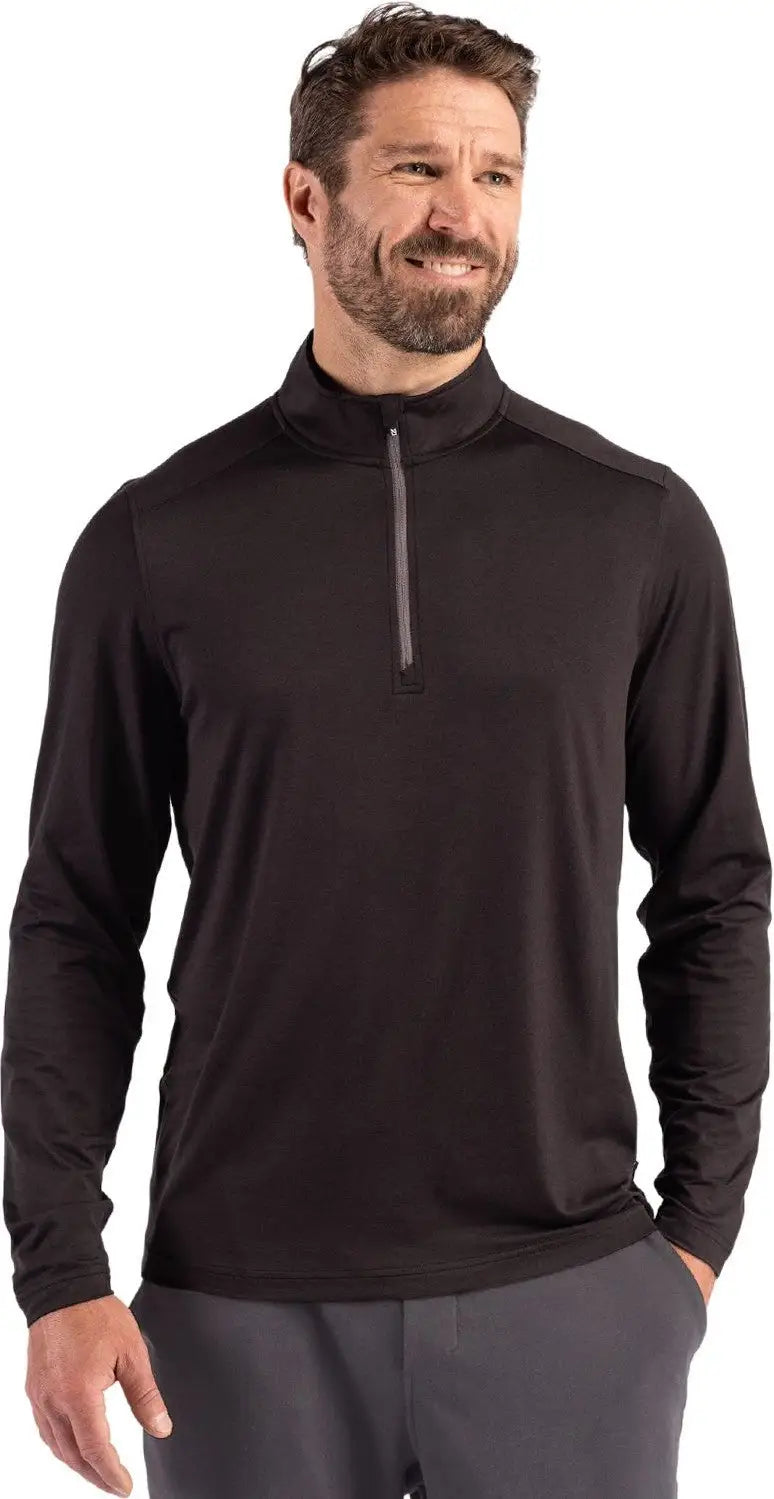 Cutter & Buck Mck01347 Coastline Epic Comfort Recycled Mens Quarter Zip - Black - Adult s