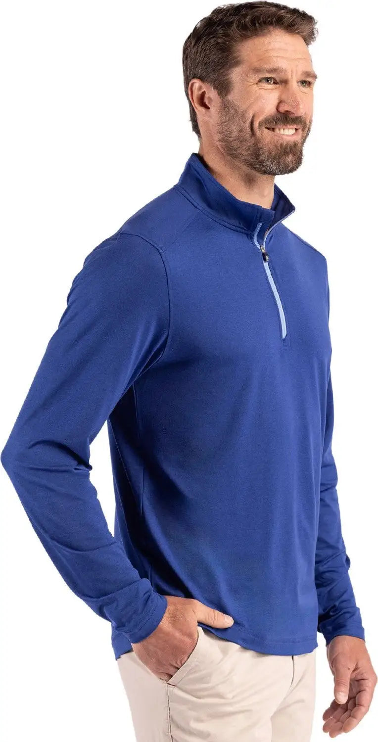 Cutter & Buck Mck01347 Coastline Epic Comfort Recycled Mens Quarter Zip - Tour Blue