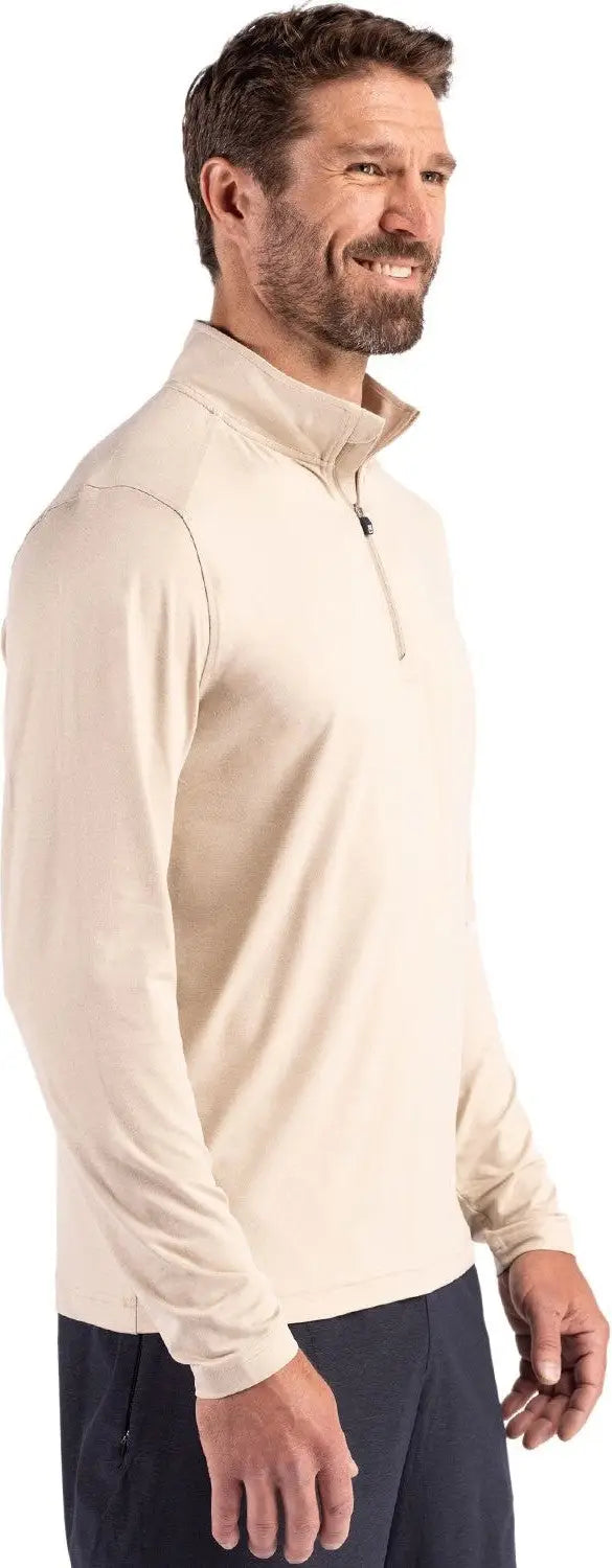 Cutter & Buck Mck01347 Coastline Epic Comfort Recycled Mens Quarter Zip - Wheat