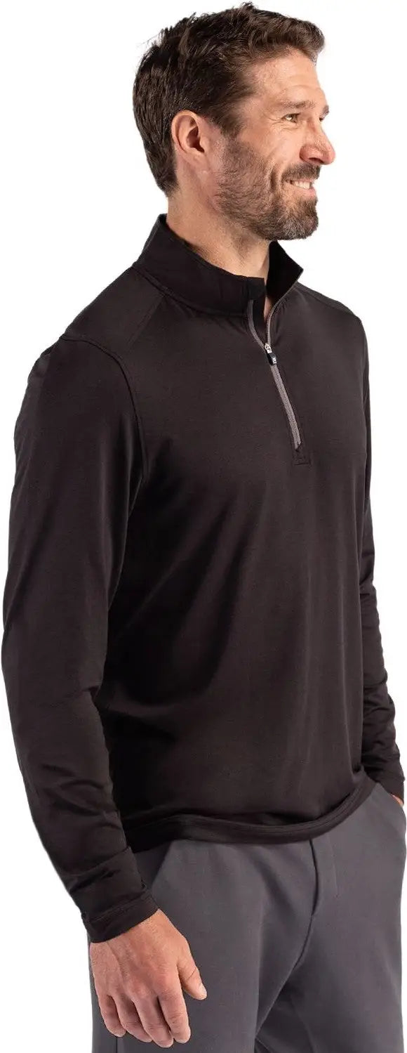 Cutter & Buck Mck01347 Coastline Epic Comfort Recycled Mens Quarter Zip - Black