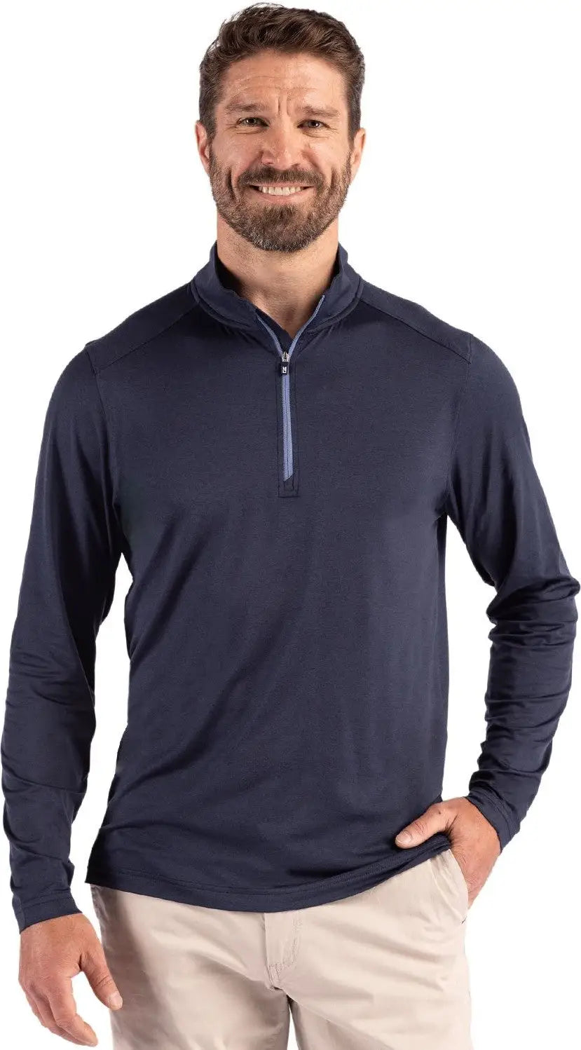 Cutter & Buck Mck01347 Coastline Epic Comfort Recycled Mens Quarter Zip - Navy Blue - Adult s