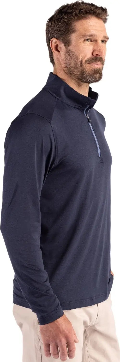 Cutter & Buck Mck01347 Coastline Epic Comfort Recycled Mens Quarter Zip - Navy Blue
