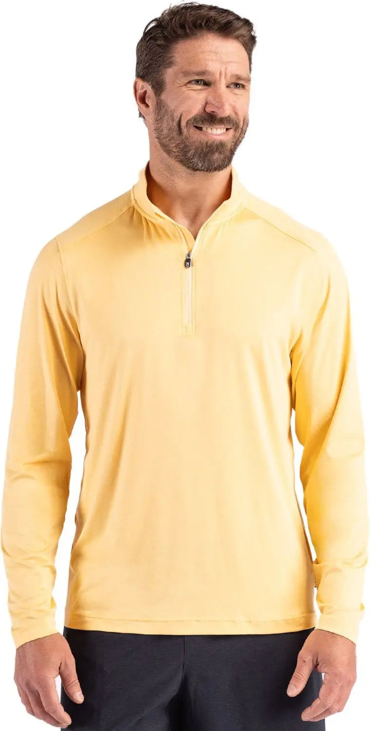 Cutter & Buck Mck01347 Coastline Epic Comfort Recycled Mens Quarter Zip - Desert - Adult s