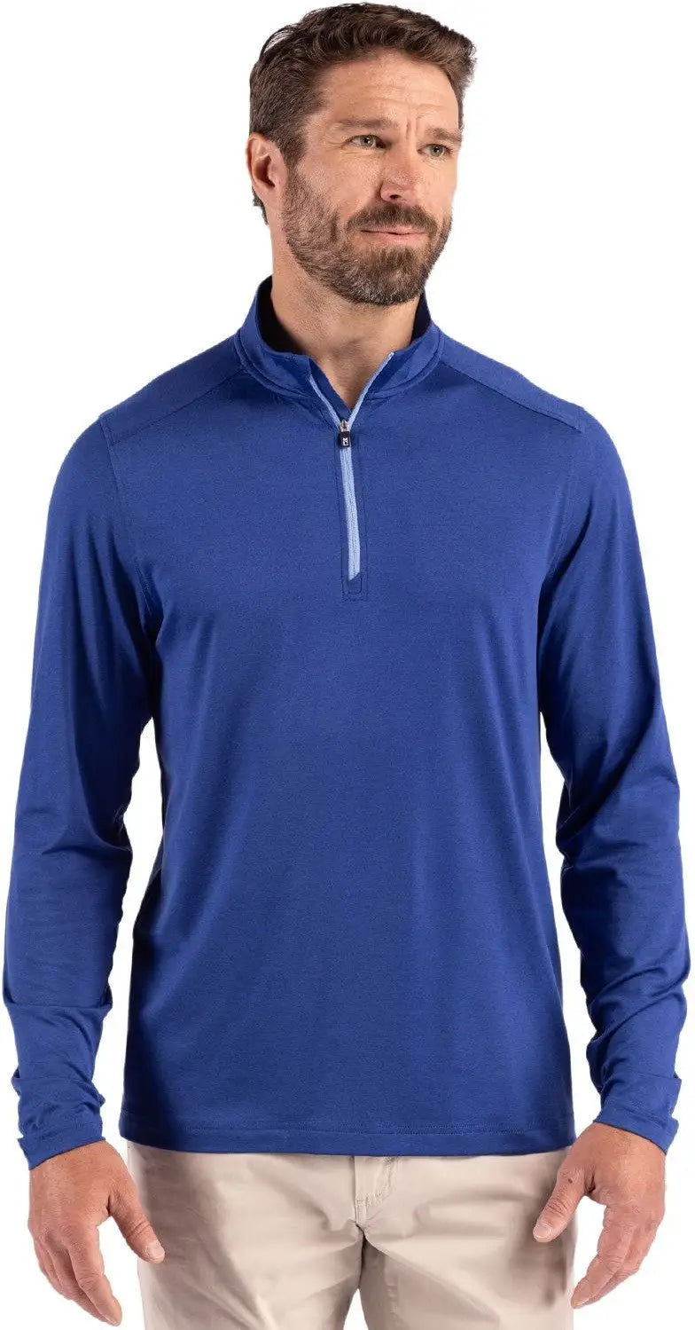 Cutter & Buck Mck01347 Coastline Epic Comfort Recycled Mens Quarter Zip - Tour Blue - Adult s
