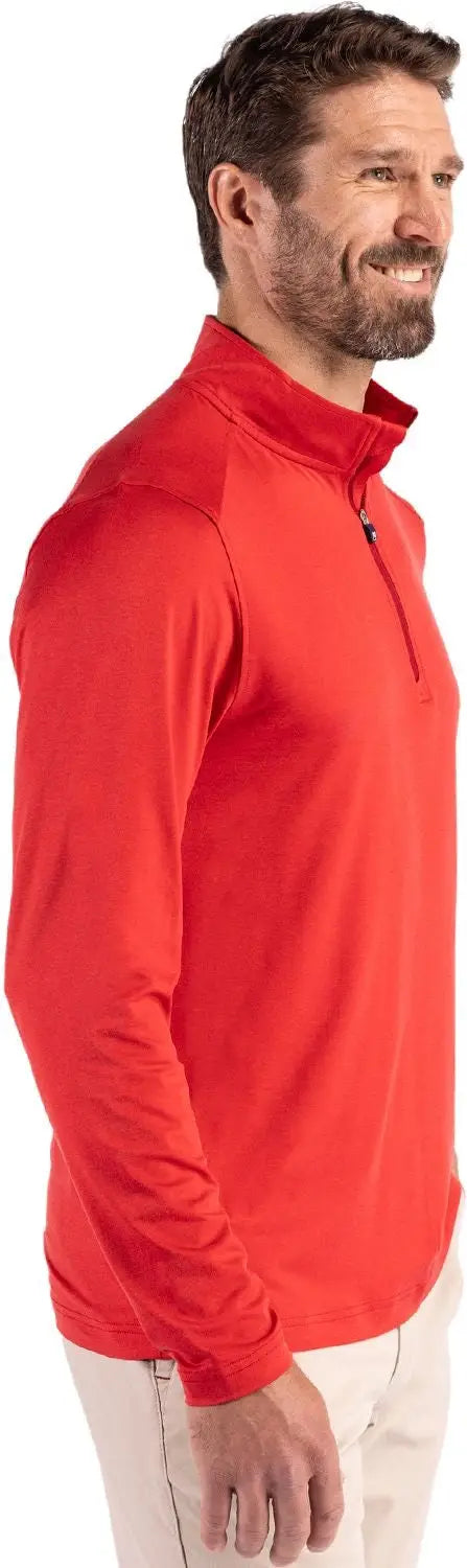Cutter & Buck Mck01347 Coastline Epic Comfort Recycled Mens Quarter Zip - Red