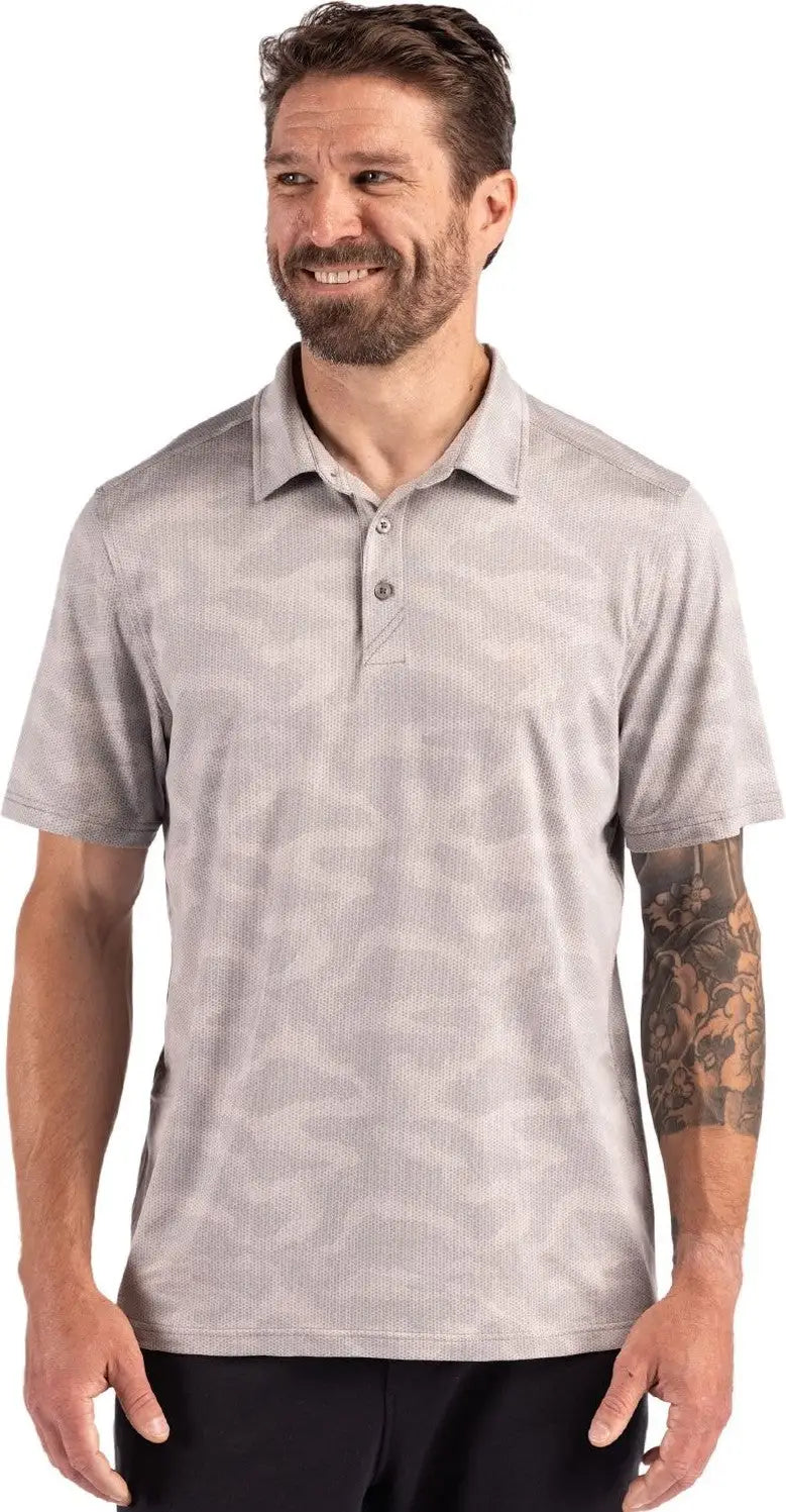 Cutter & Buck Mck01359 Coastline Epic Comfort Recycled Mens Camo Print Polo - Concrete - Concrete / Adult s
