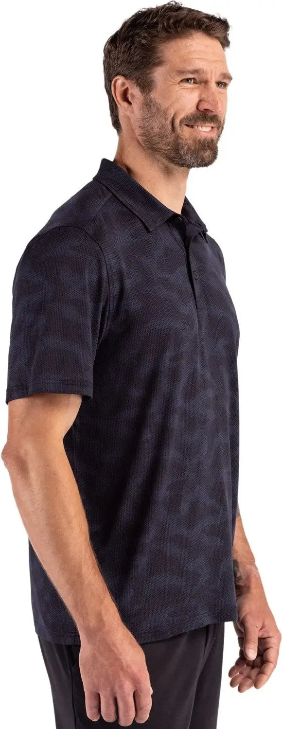 Cutter & Buck Mck01359 Coastline Epic Comfort Recycled Mens Camo Print Polo - Navy Blue