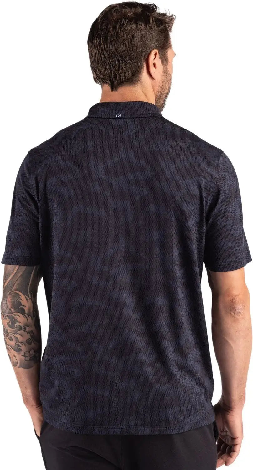 Cutter & Buck Mck01359 Coastline Epic Comfort Recycled Mens Camo Print Polo - Navy Blue
