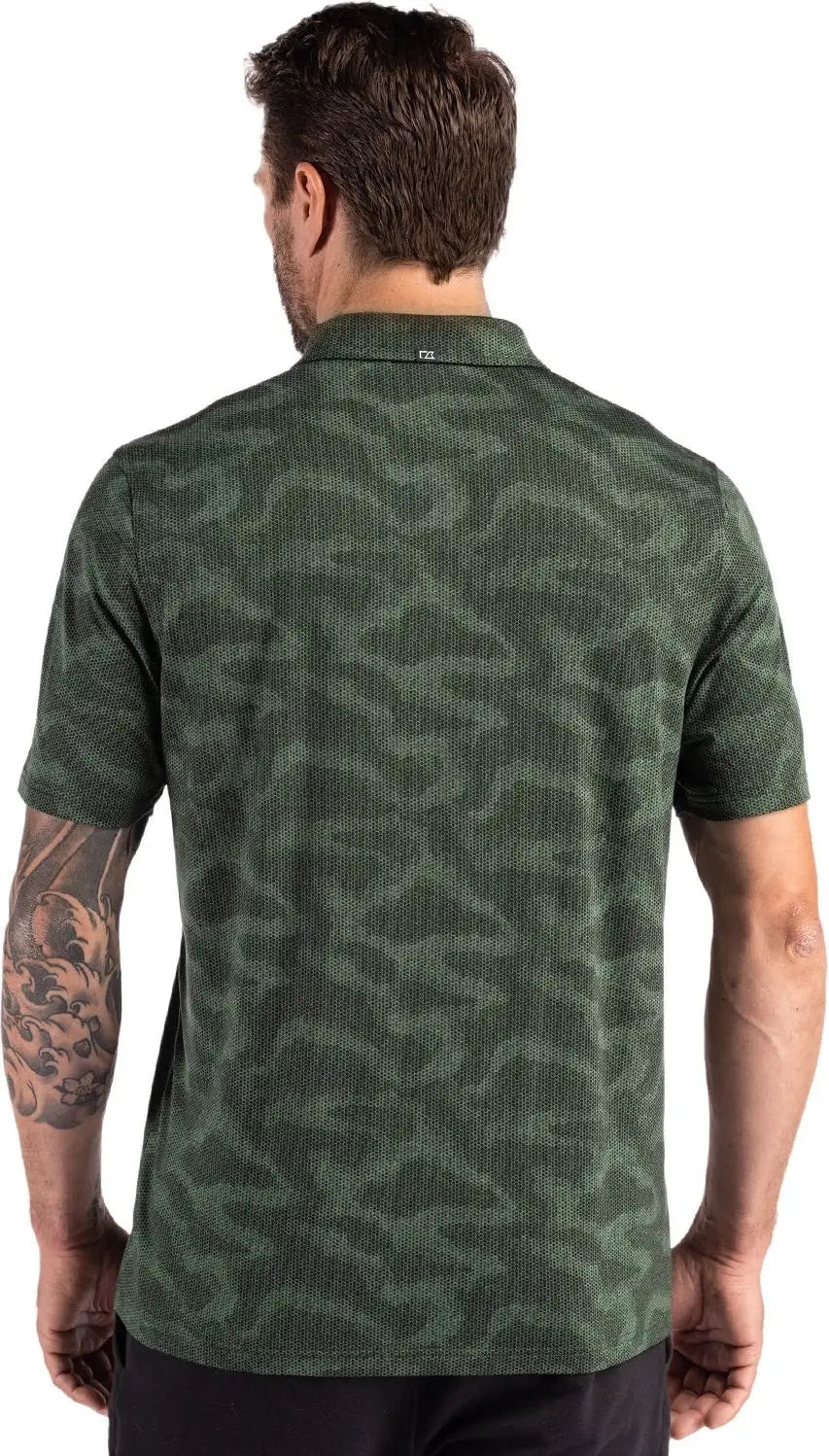 Cutter & Buck Mck01359 Coastline Epic Comfort Recycled Mens Camo Print Polo - Hunter