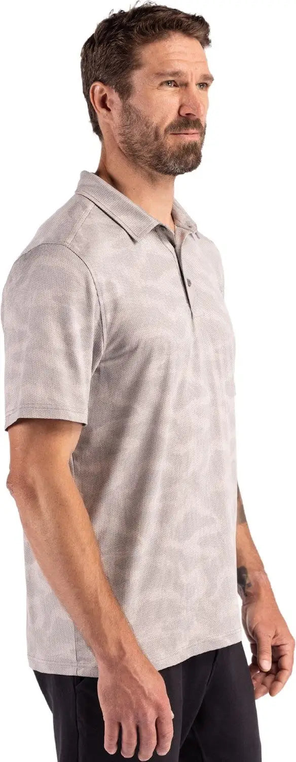 Cutter & Buck Mck01359 Coastline Epic Comfort Recycled Mens Camo Print Polo - Concrete