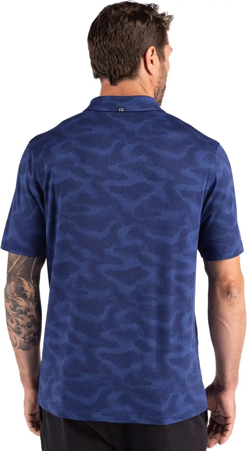 Cutter & Buck Mck01359 Coastline Epic Comfort Recycled Mens Camo Print Polo - Tour Blue