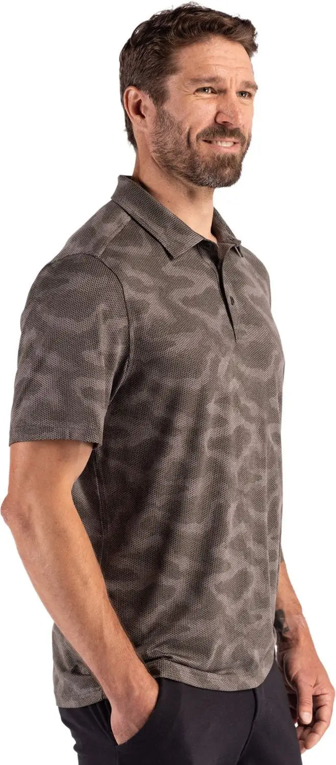 Cutter & Buck Mck01359 Coastline Epic Comfort Recycled Mens Camo Print Polo - Elemental Gray
