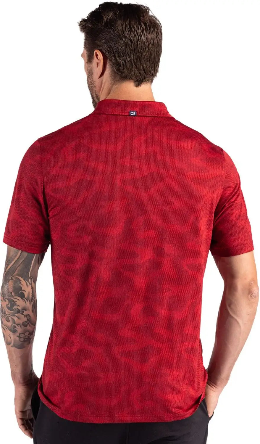 Cutter & Buck Mck01359 Coastline Epic Comfort Recycled Mens Camo Print Polo - Cardinal Red