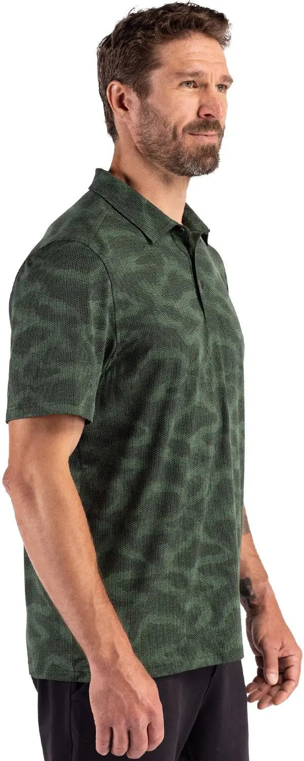 Cutter & Buck Mck01359 Coastline Epic Comfort Recycled Mens Camo Print Polo - Hunter
