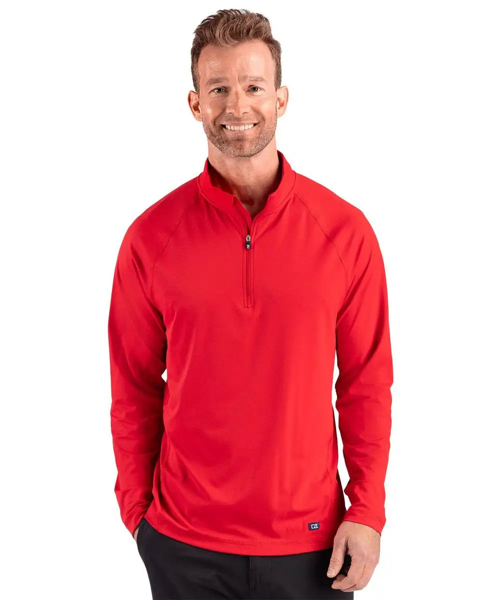Cutter & Buck Mck01364 Prospect Recycled Mens Quarter Zip - Red