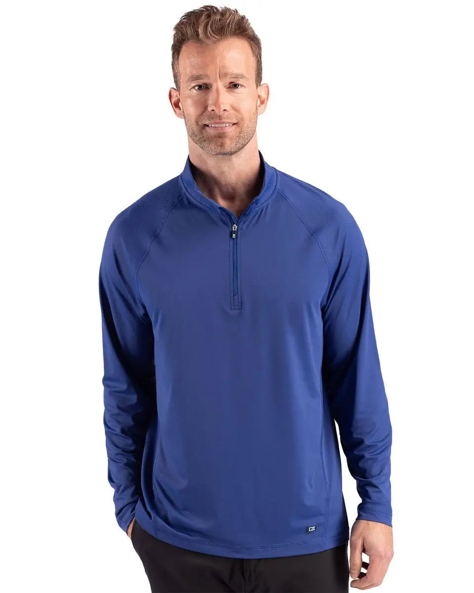 Cutter & Buck Mck01364 Prospect Recycled Mens Quarter Zip - Tour Blue