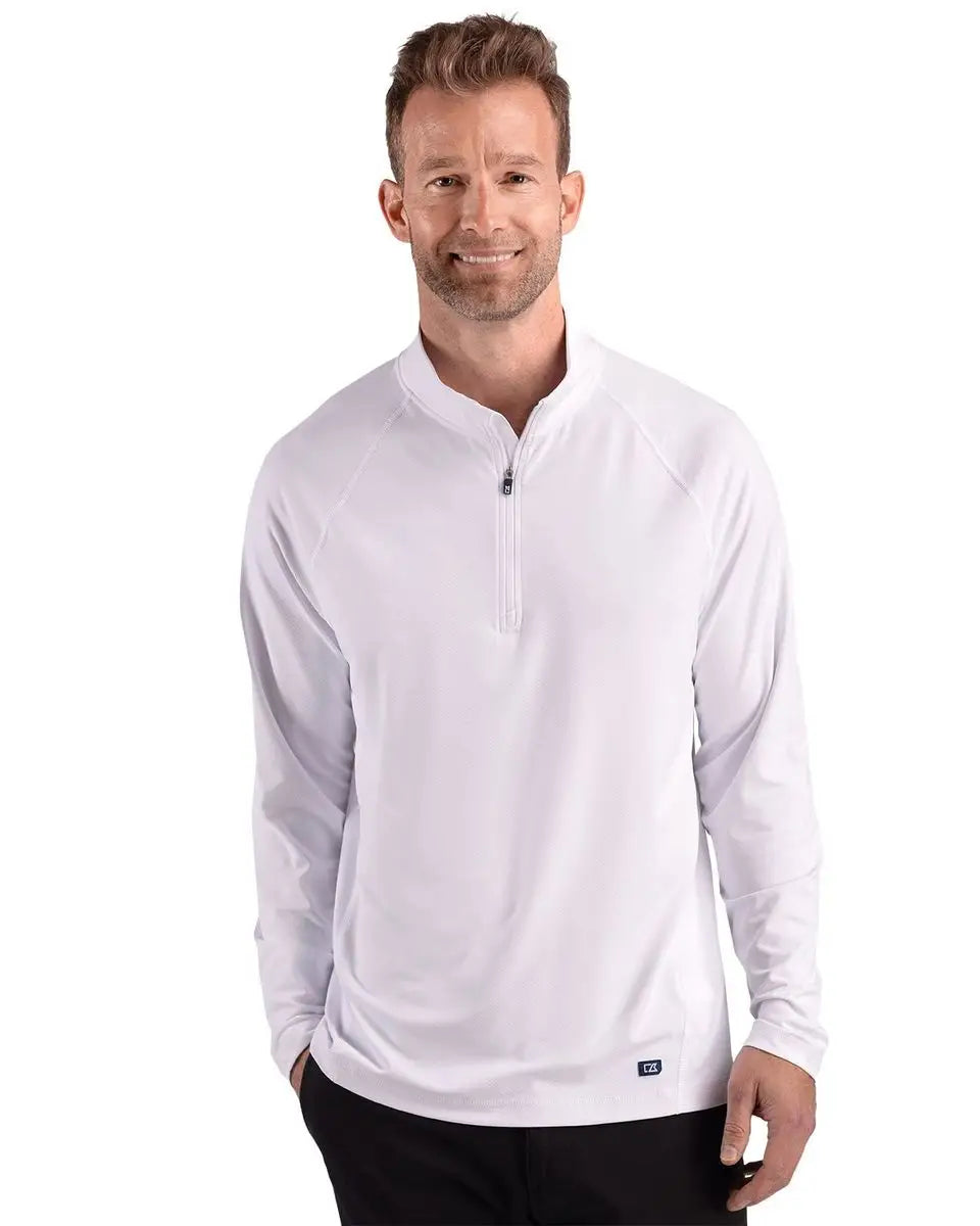 Cutter & Buck Mck01364 Prospect Recycled Mens Quarter Zip - White