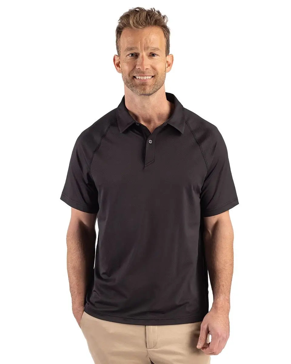 Cutter & Buck Mck01367 Prospect Epic Confidence Recycled Textured Stretch Mens Sport Polo - Black