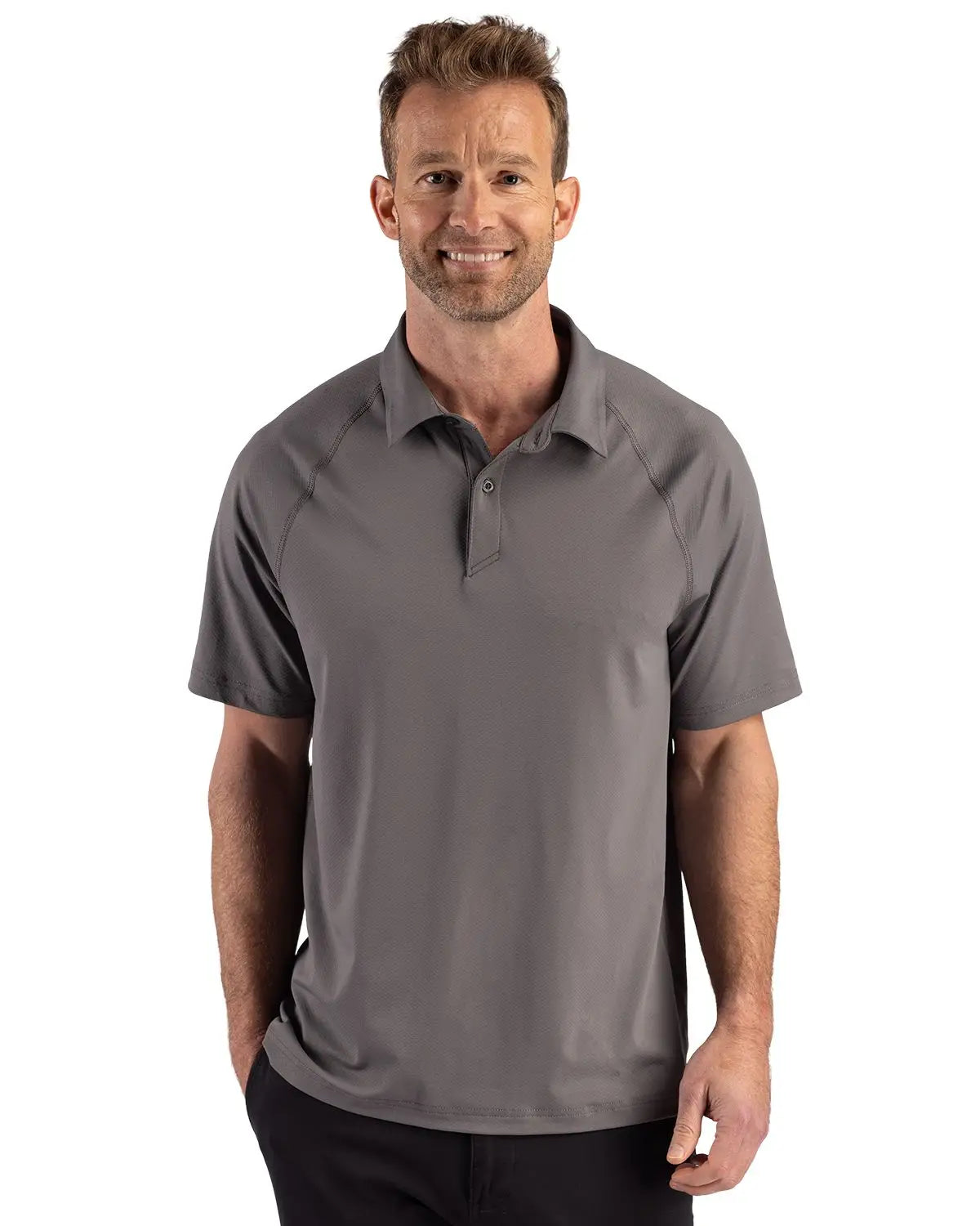 Cutter & Buck Mck01367 Prospect Epic Confidence Recycled Textured Stretch Mens Sport Polo - Elemental Gray