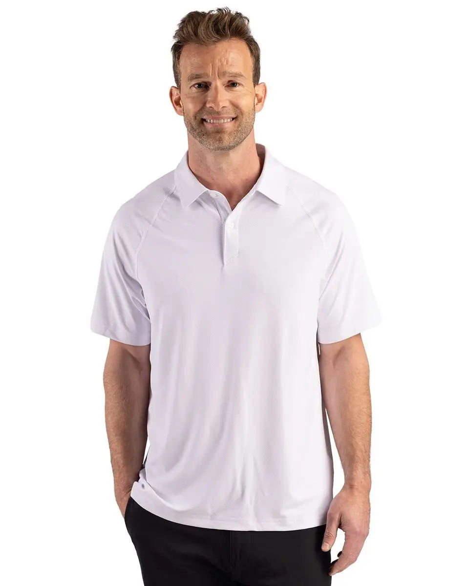 Cutter & Buck Mck01367 Prospect Epic Confidence Recycled Textured Stretch Mens Sport Polo - White