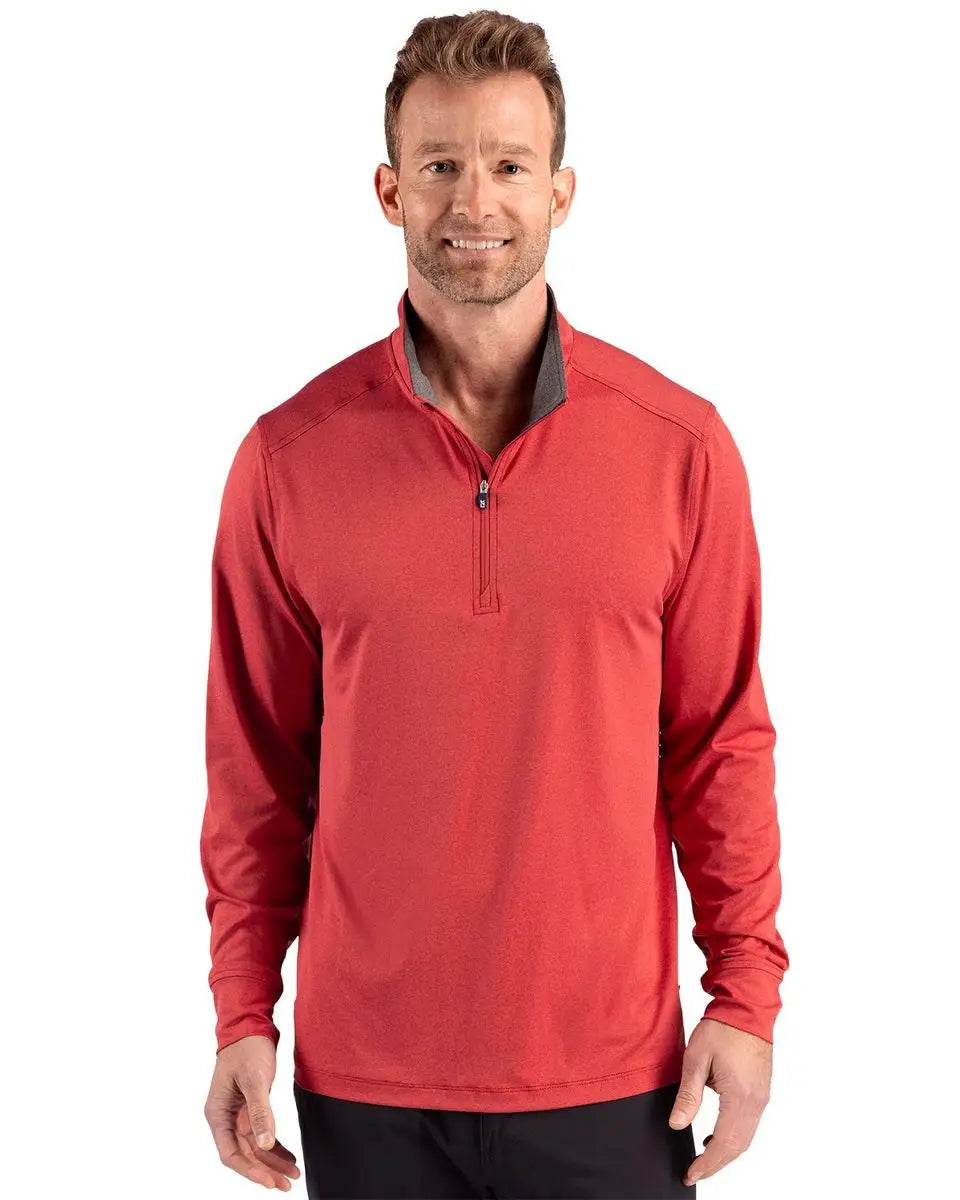 Cutter & Buck Mck01373 Forge Epic Confidence Recycled Mens Quarter Zip - Cardinal Red Heather