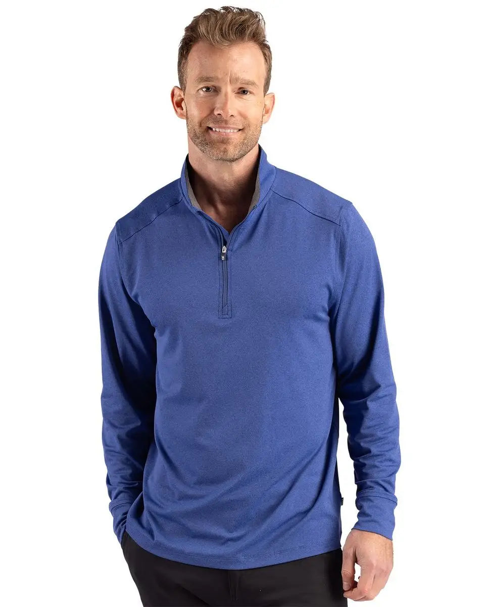 Cutter & Buck Mck01373 Forge Epic Confidence Recycled Mens Quarter Zip - Tour Blue Heather