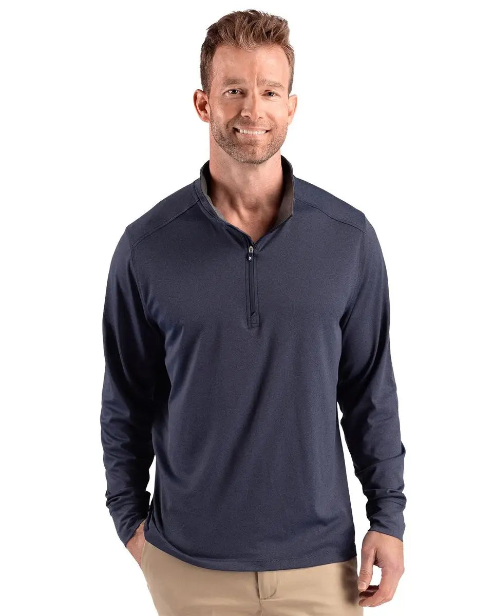 Cutter & Buck Mck01373 Forge Epic Confidence Recycled Mens Quarter Zip - Dark Navy Blue Heather
