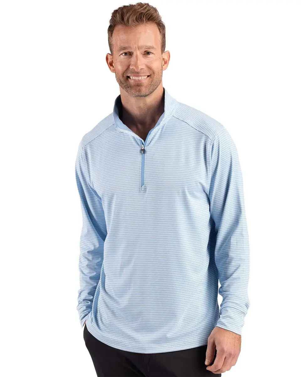Cutter & Buck Mck01383 Forge Epic Confidence Recycled Double Stripe Mens Quarter Zip - Atlas White