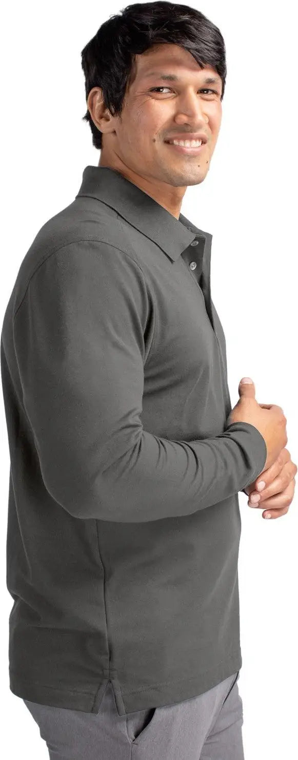 Cutter & Buck Mck09322 Advantage Eco Tri-blend Pique Mens Long Sleeve Polo - Elemental Gray