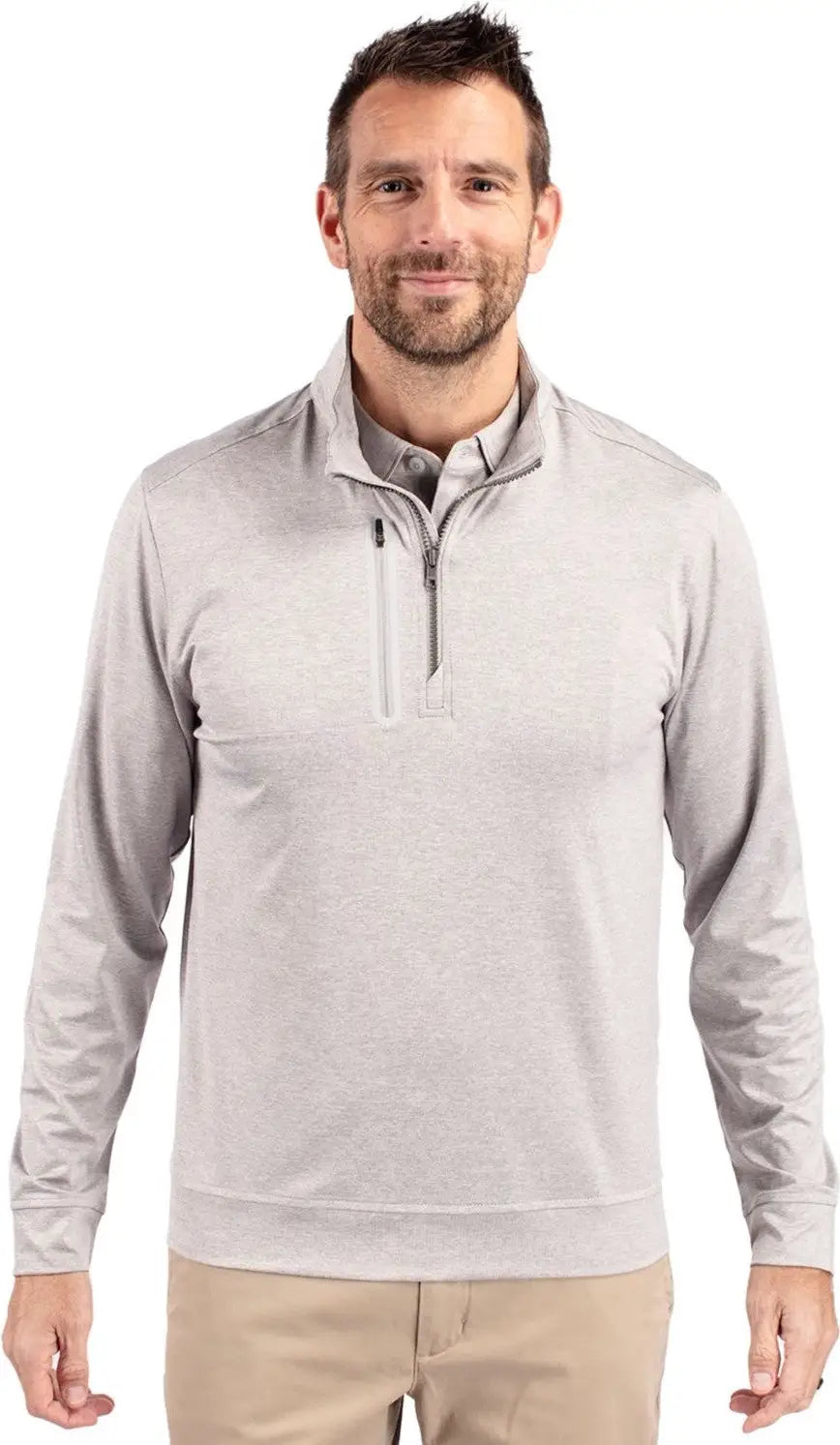 Cutter & Buck Mck09404 Stealth Heathered Quarter Zip Mens Pullover - Polished - Adult s
