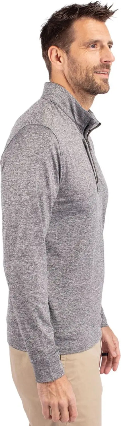 Cutter & Buck Mck09404 Stealth Heathered Quarter Zip Mens Pullover - Elemental Gray