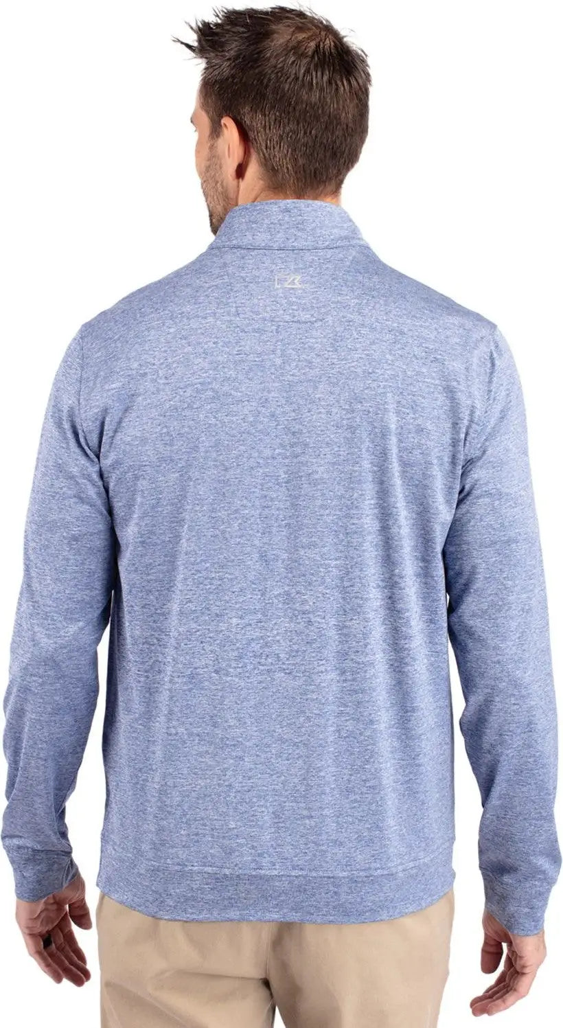 Cutter & Buck Mck09404 Stealth Heathered Quarter Zip Mens Pullover - Tour Blue