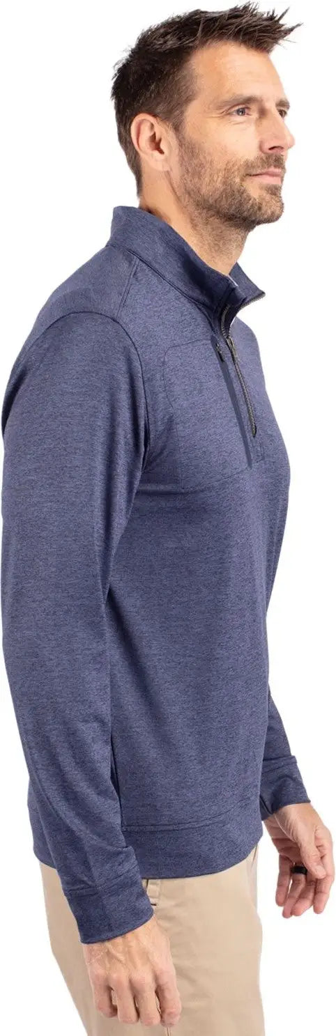 Cutter & Buck Mck09404 Stealth Heathered Quarter Zip Mens Pullover - Liberty Navy