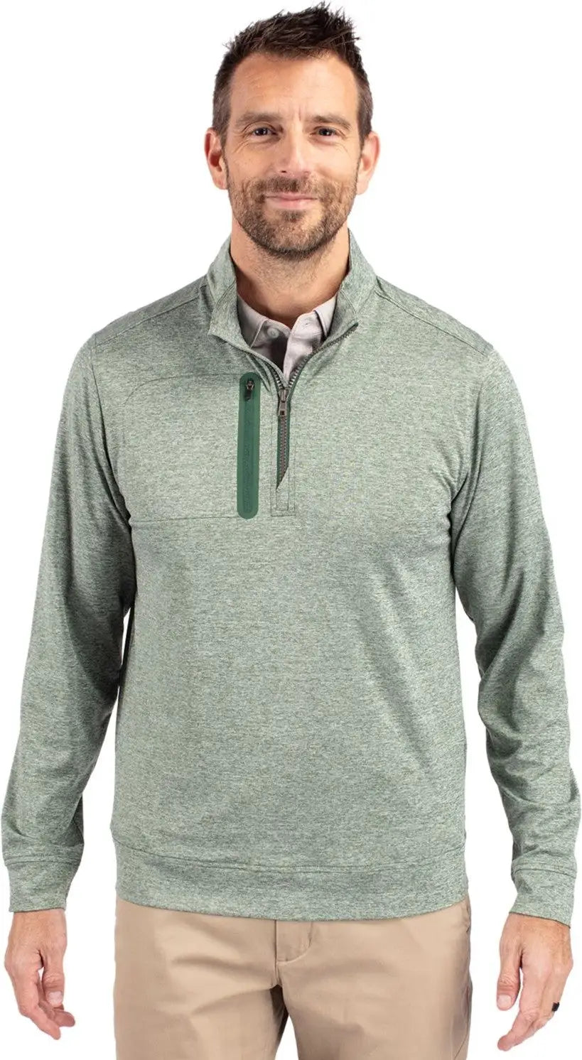 Cutter & Buck Mck09404 Stealth Heathered Quarter Zip Mens Pullover - Hunter - Adult s