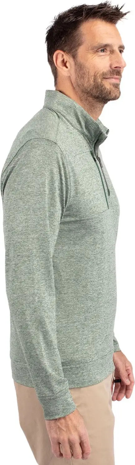 Cutter & Buck Mck09404 Stealth Heathered Quarter Zip Mens Pullover - Hunter