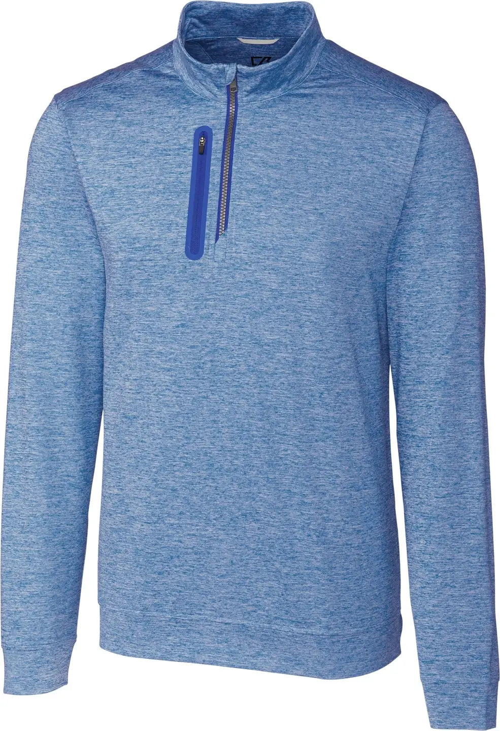 Cutter & Buck Mck09404 Stealth Heathered Quarter Zip Mens Pullover - Tour Blue