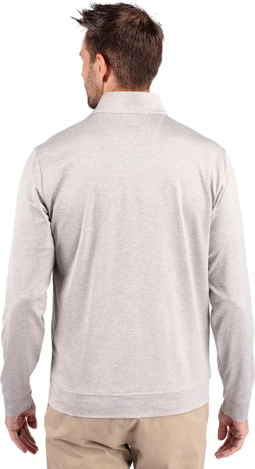 Cutter & Buck Mck09404 Stealth Heathered Quarter Zip Mens Pullover - Polished