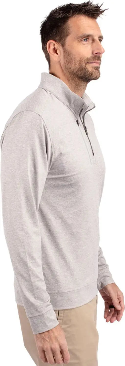 Cutter & Buck Mck09404 Stealth Heathered Quarter Zip Mens Pullover - Polished