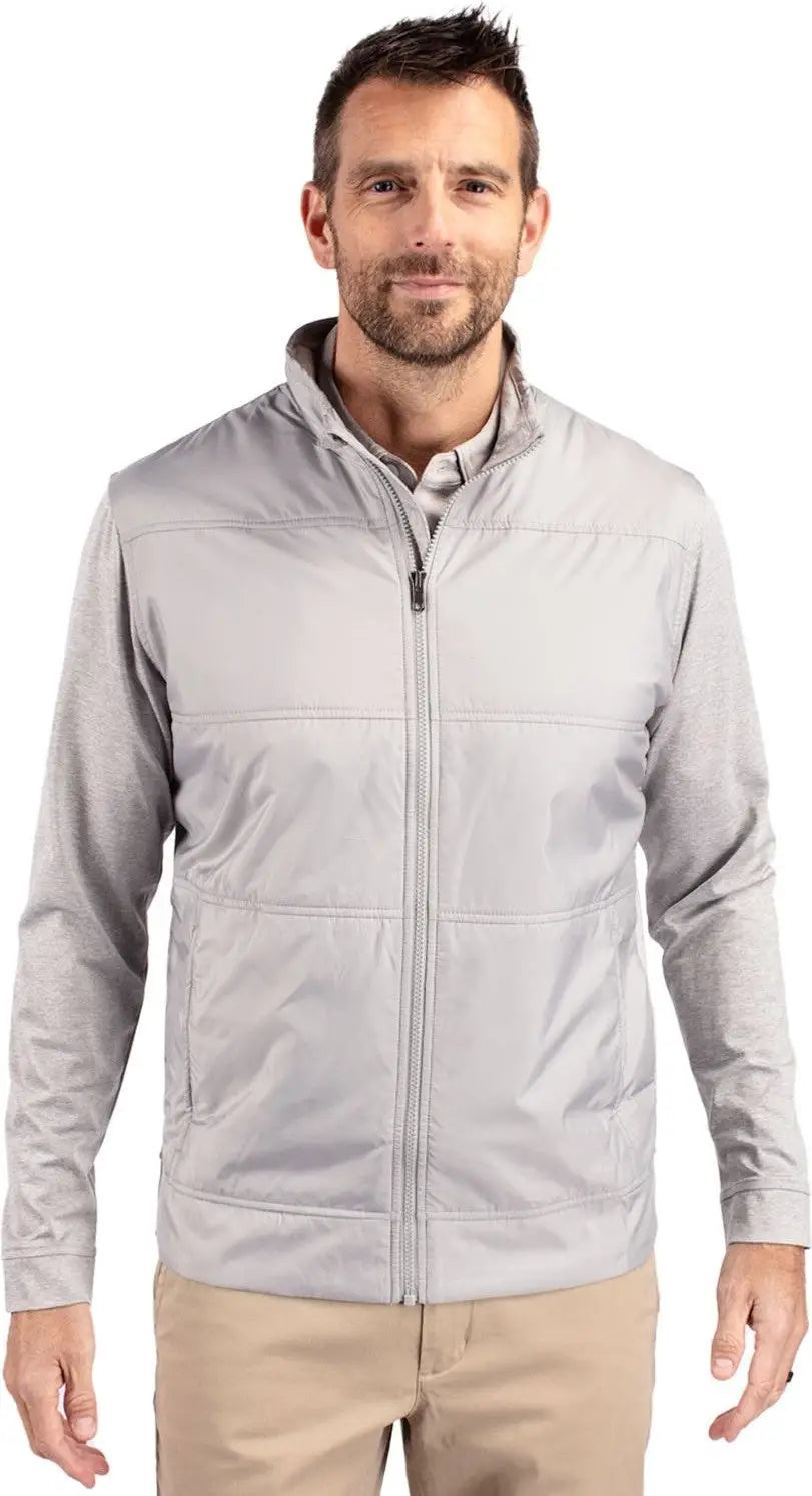 Cutter & Buck Mck09406 Stealth Hybrid Quilted Mens Full Zip Windbreaker Jacket - Polished - Adult s