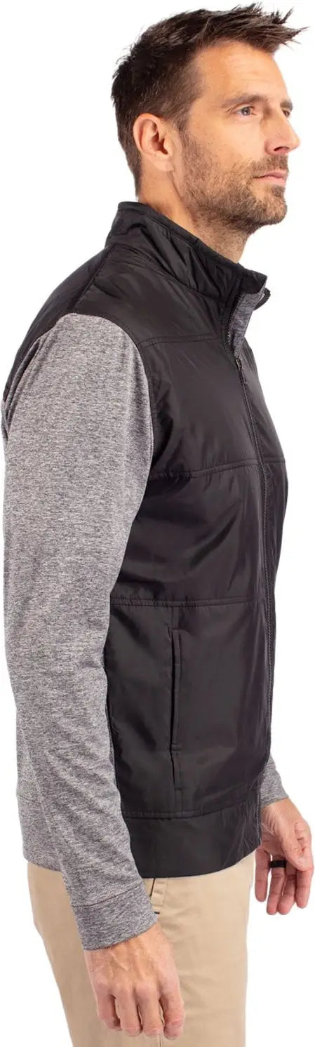 Cutter & Buck Mck09406 Stealth Hybrid Quilted Mens Full Zip Windbreaker Jacket - Black