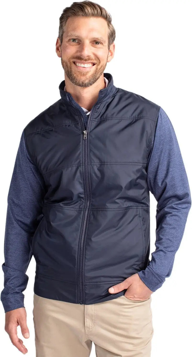 Cutter & Buck Mck09406 Stealth Hybrid Quilted Mens Full Zip Windbreaker Jacket - Liberty Navy - Adult s
