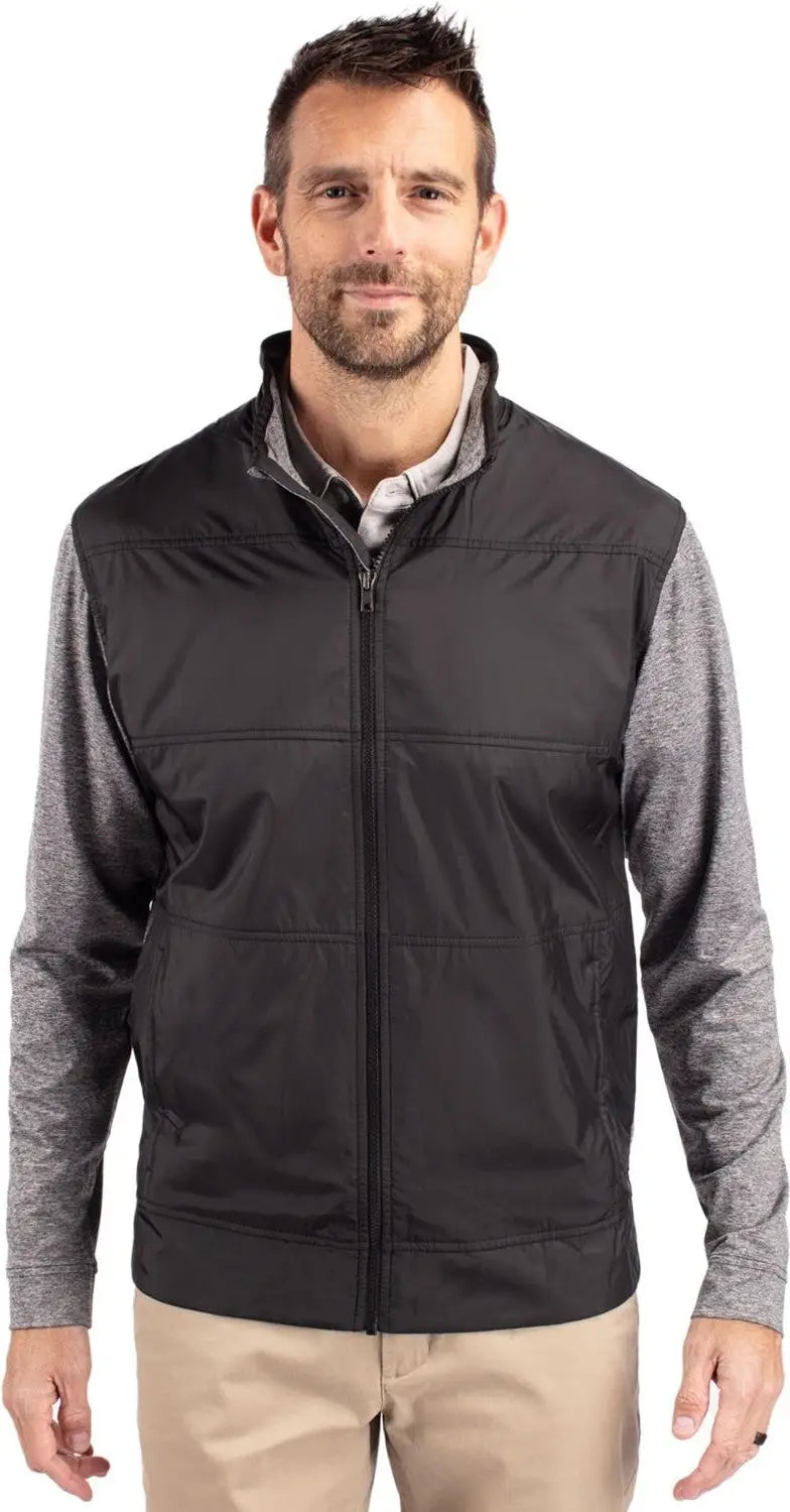 Cutter & Buck Mck09406 Stealth Hybrid Quilted Mens Full Zip Windbreaker Jacket - Black - Adult s