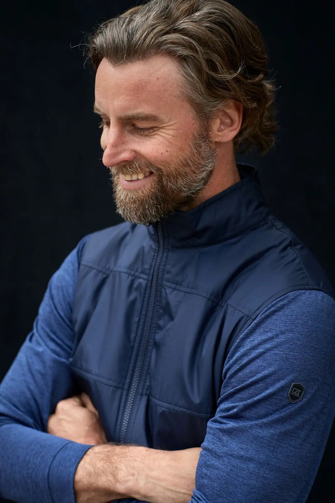 Cutter & Buck Mck09406 Stealth Hybrid Quilted Mens Full Zip Windbreaker Jacket - Liberty Navy